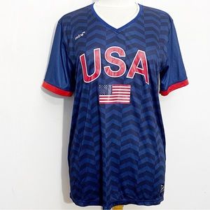 MITRE USA soccer jersey 2017 silky finish graphic has very little cracking top S